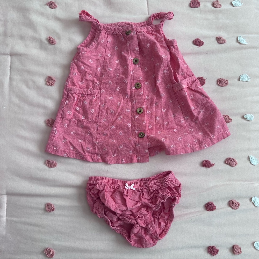 Calvin Klein Rosy Pink ‎ Dress with Diaper Cover Set